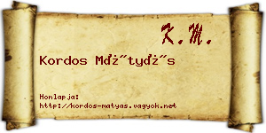 Kordos Mátyás névjegykártya