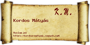 Kordos Mátyás névjegykártya